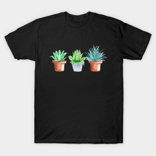 Watercolor Potted Green Succulents T-Shirt